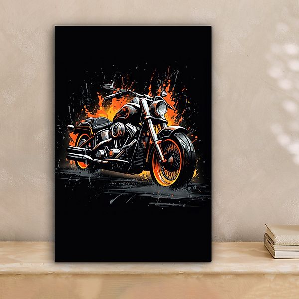 OneMillionCanvasses® Leinwandbild Motorrad - Fahrrad - Rennfahrer - Rot - G günstig online kaufen