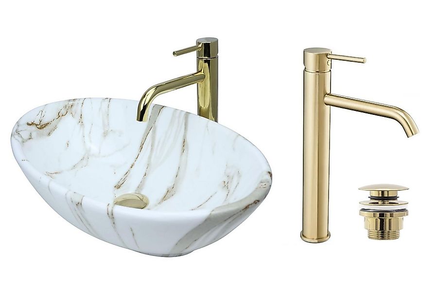 GTM Design Aufsatzwaschbecken Modern Waschbecken ohne Hahnloch Elegant, Ova günstig online kaufen