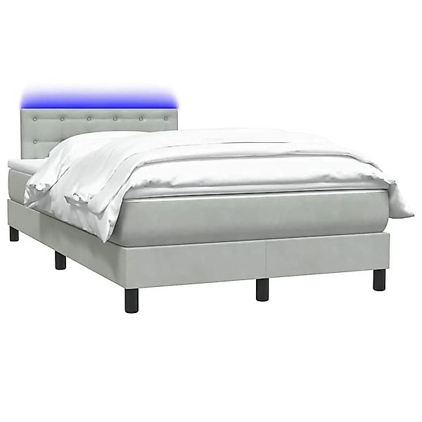 vidaXL Boxspringbett mit Matratze & LED Hellgrau 120x220 cm Samt 3317307 günstig online kaufen