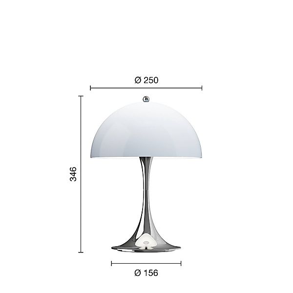 Louis Poulsen LED-Akkulampe Panthella 250, chrom/blau, IP44 günstig online kaufen