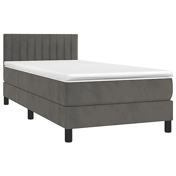 vidaXL Boxspringbett mit Matratze & LED Dunkelgrau 100x200 cm Samt 3134508 günstig online kaufen