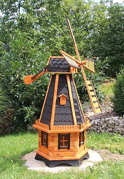 Holzdekoladen Deko-Windrad 1,45 m große Windmühle mit Solarbeleuchtung Typ günstig online kaufen