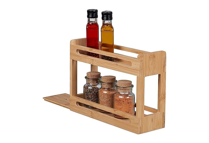 relaxdays Gewürzregal Ausziehbares Gewürzregal aus Bambus günstig online kaufen