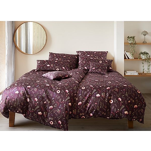 Elegante Interlock Jersey Bettwäsche Sorbet 3614-1 Blume Beere 135x200 günstig online kaufen