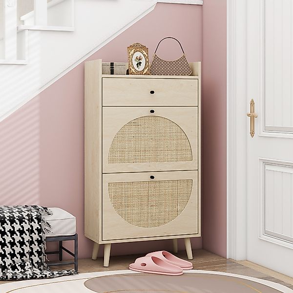 BlingBin Schuhschrank Rattan Schuhkommode mit 2 günstig online kaufen