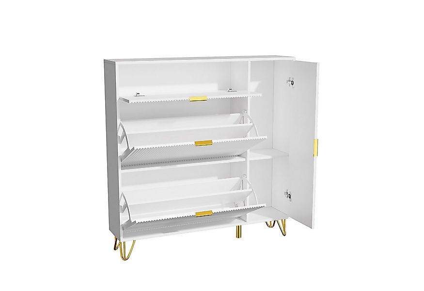 FUROKOY Schuhbank Schuhschrank Schuhregal mit Klappen und Fächern, Schuhkip günstig online kaufen