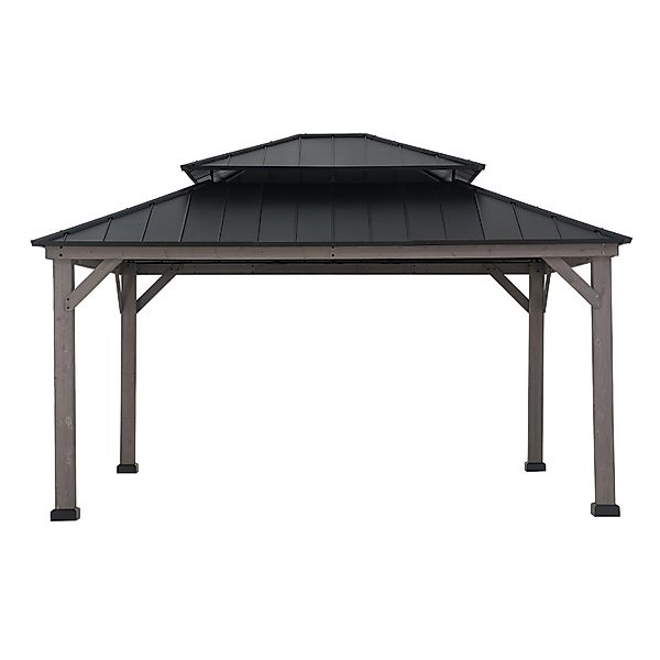Sunjoy Gazebo Rysy Zedernholz 390 cm x 450 cm Schwarz FSC® günstig online kaufen