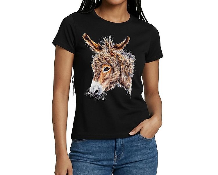 Spreadshirt T-Shirt Esel Profil Kopf Aquarell Frauen T-Shirt (1-tlg) günstig online kaufen