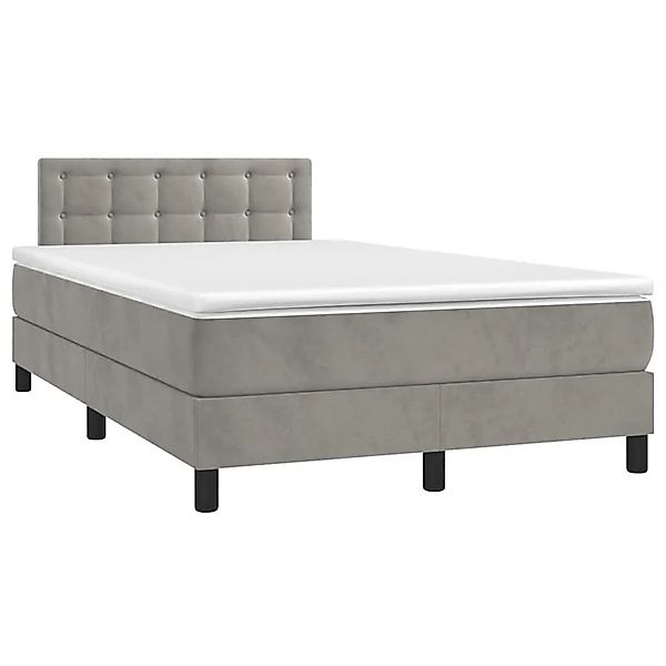 vidaXL Boxspringbett mit Matratze & LED Hellgrau 120x190 cm Samt 3270177 günstig online kaufen