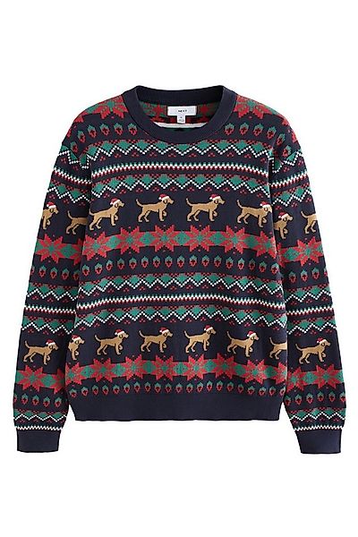 Next Norwegerpullover Regular Fit Pullover mit Fairisle-Hunde-Muster (1-tlg günstig online kaufen