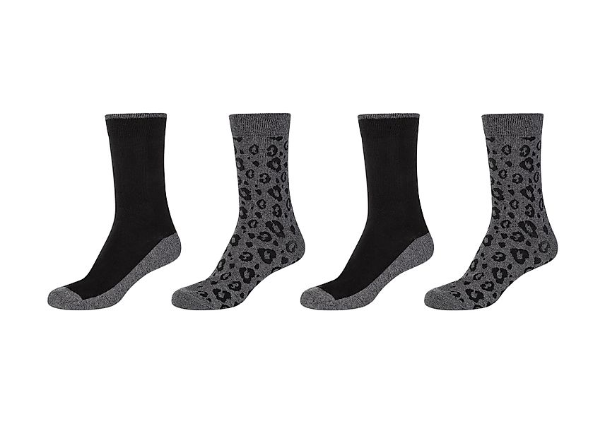 Camano Socken "ca-soft" 4 tlg. Leopard Socks, Piqué-Bund, verstärkte Ferse günstig online kaufen