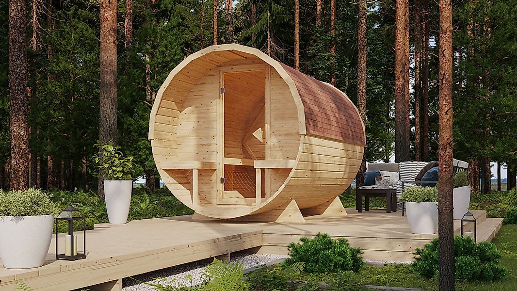 Karibu Saunahaus Fasssauna 38mm Saunaofen 9kW günstig online kaufen