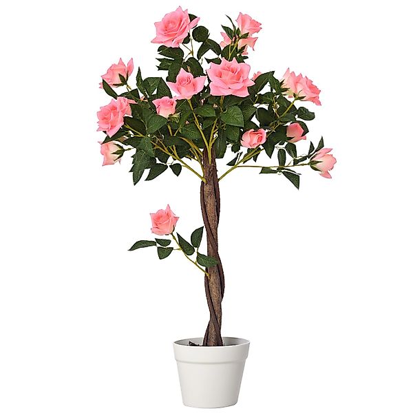 Outsunny Künstliche Rosenpflanzen im Zementtopf 90 cm günstig online kaufen