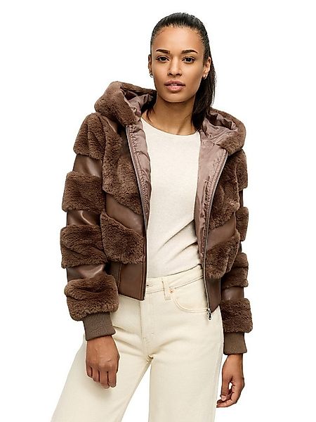 Tazzio Winterjacke F803 mit Kapuze, im Bomber-Style & Fell-Streifen-Look günstig online kaufen