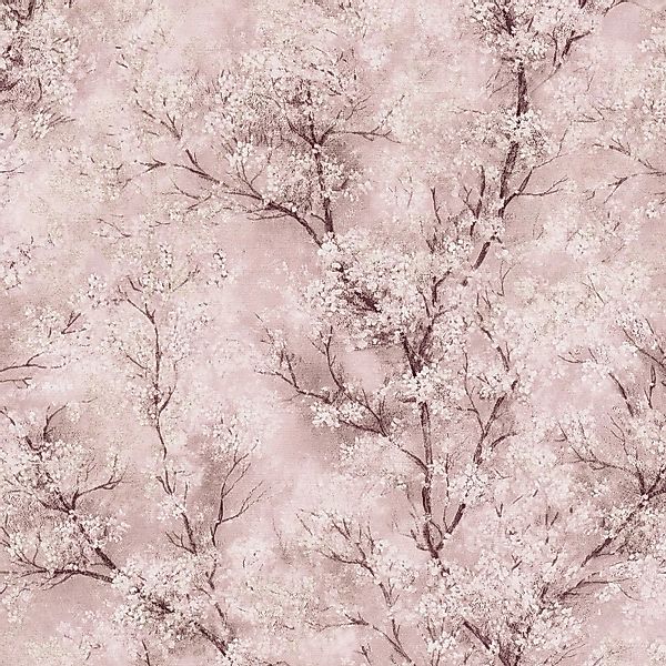 PROFHOME 374204-GU Blumen Tapete Floral schimmernd Rosa Braun Weiß 0,53 m x günstig online kaufen