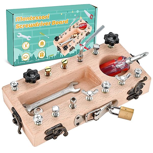 CLTYQ Lernspielzeug Montessori Spielzeug Holz Schraubbrett, günstig online kaufen