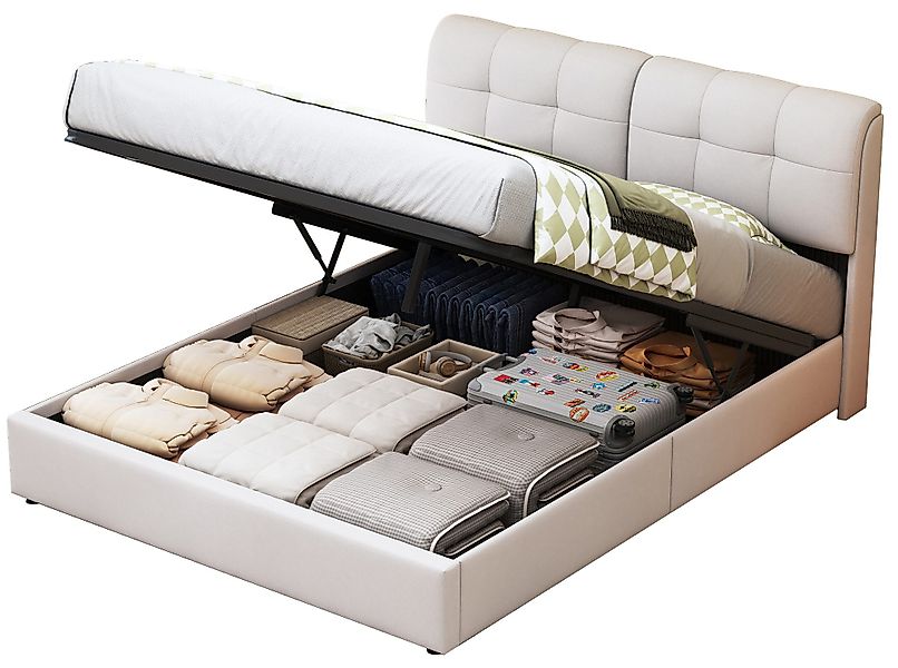 FUROKOY Polsterbett Doppelbett Stauraumbett Luftdruck-Hubstange mit günstig online kaufen