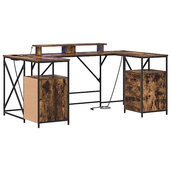 vidaXL Schreibtisch Räuchereiche 182 x 101 x 87,5 cm Holzwerkstoff 3376138 günstig online kaufen