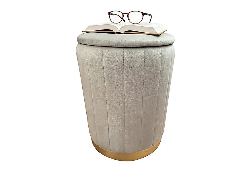 relaxdays Stauraumhocker Hocker aus Samt mit Stauraum, Hellgrau günstig online kaufen