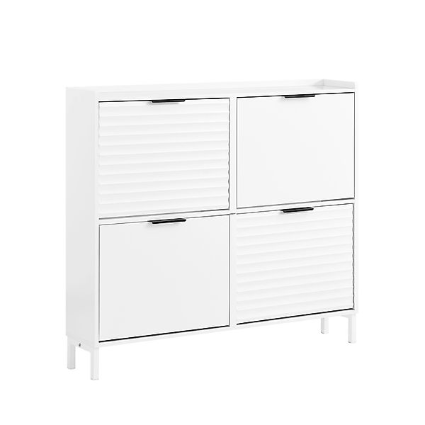 SoBuy Schuhschrank Schmal Schuhkipper mit 4 Klappen für Flur Platz FSR197-W günstig online kaufen