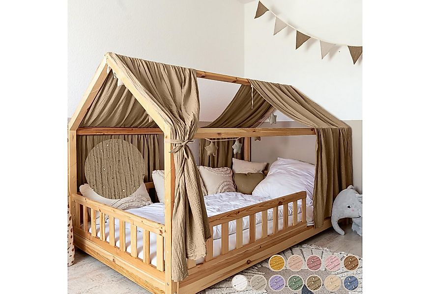 lilimaus Betthimmel Musselin Hausbett Himmel für Kinderzimmer mit Gold Appl günstig online kaufen
