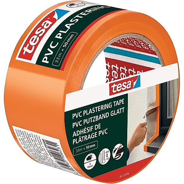 Tesa PVC Putzband 33m : 50 mm Orange günstig online kaufen