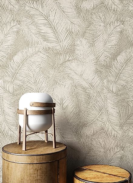 Newroom Vliestapete, Taupe Tapete Modern Dschungel günstig online kaufen