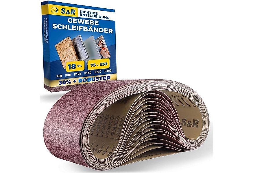 S&R Schleifpapier Schleifband-Set, 75 x 533 mm, für Bandschleifer, Schleifg günstig online kaufen