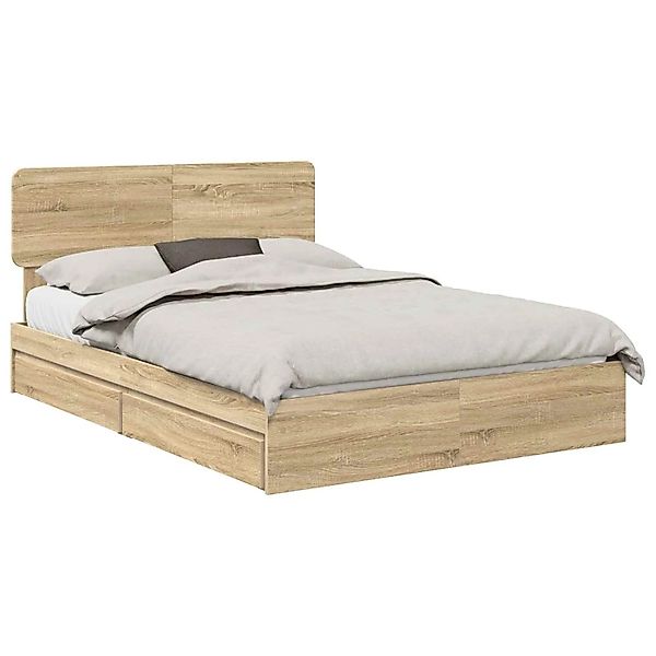 vidaXL Stauraumbett Sonoma-Eiche 140 x 200 cm Holzwerkstoff 3412271 günstig online kaufen