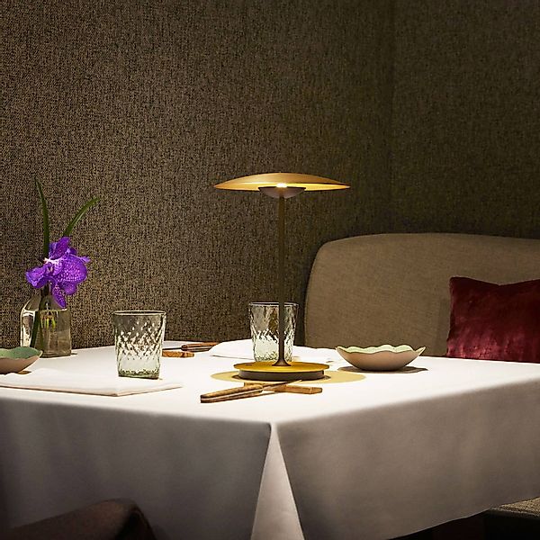 MARSET LED-Akkutischlampe Ginger, Alu, messing, dim. günstig online kaufen