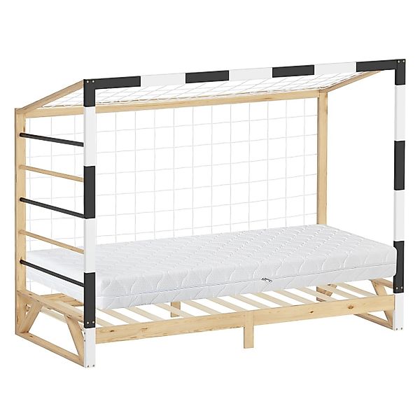 ML-Design Kinderbett Fußballtor 90x200 cm mit Matratze H10 cm Holz günstig online kaufen