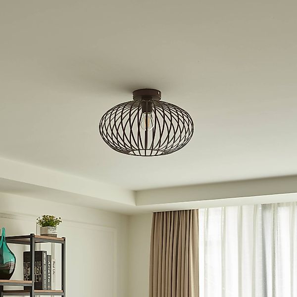 Lindby Deckenleuchte Nahele, braun, Metall, Ø 40 cm, E27 günstig online kaufen