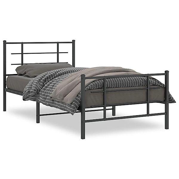 vidaXL Bettgestell mit Kopf- und Fußteil Metall Schwarz 107x203 cm 355575 günstig online kaufen