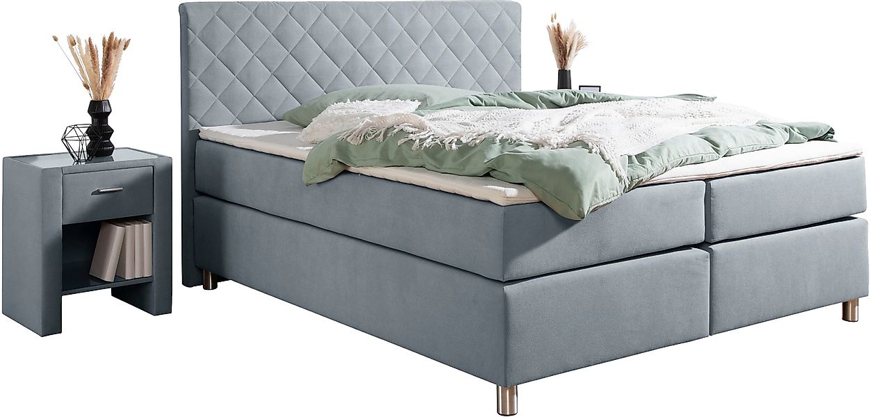 Leonique Boxspringbett »Bernard, in verschiedenen Breiten«, inkl. Topper, M günstig online kaufen