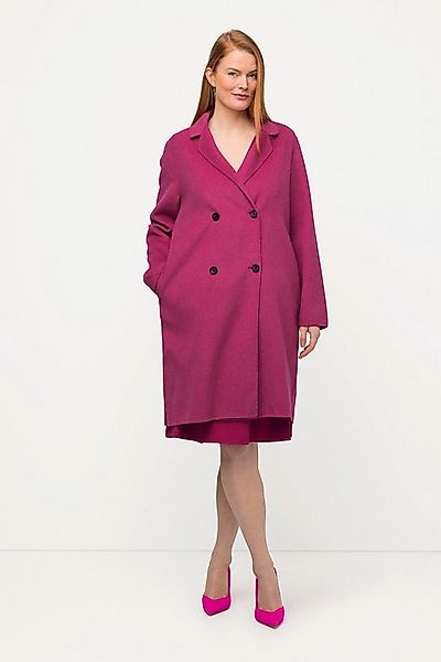 Ulla Popken Wollmantel Mantel Wolloptik doppelreihig Reverskragen günstig online kaufen