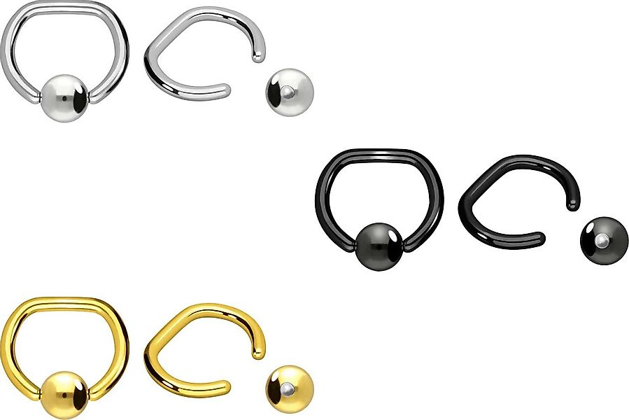 PIERCINGLINE Nasenpiercing Chirurgenstahl Klemmkugelring D-FORM (Klemm-Ring günstig online kaufen