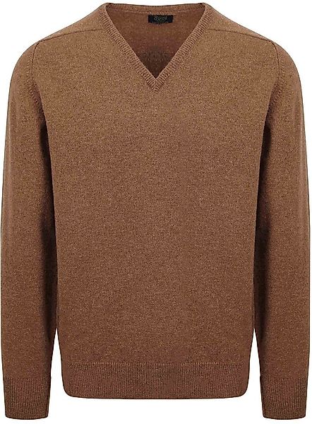 William Lockie V-Ausschnitt Pullover Lammwolle Driftwood - Größe M günstig online kaufen