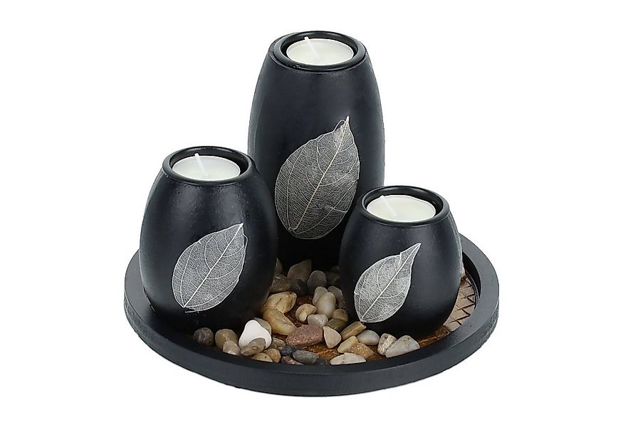 relaxdays Teelichthalter mit Tablett & Steine günstig online kaufen