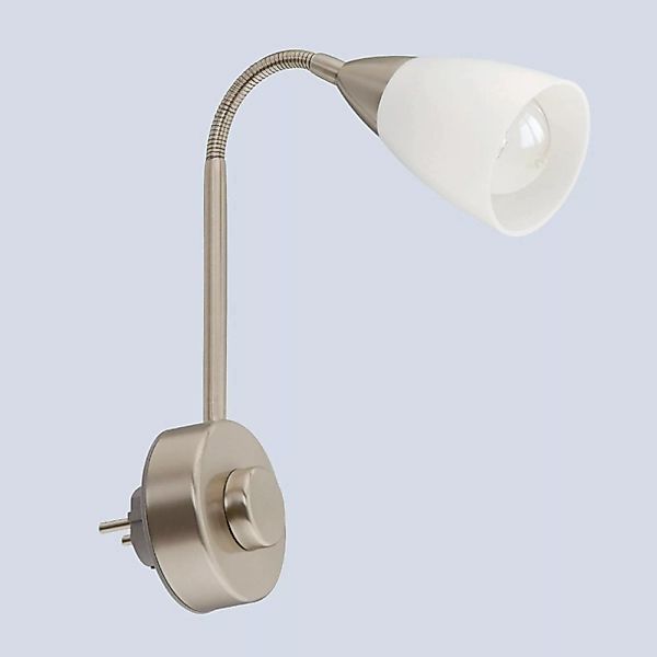 Steckerleuchte, 1-flammig, Nickel-matt - silber - 235 cm - 195 cm - Lampen günstig online kaufen