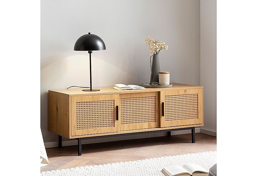 FINEBUY Lowboard FB100342 TV Schrank 120 cm Holz Eiche Fernsehkommode Wiene günstig online kaufen