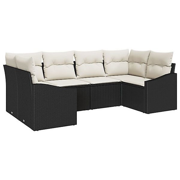 vidaXL Loungesofa 6-tlg. Garten-Sofagarnitur mit Kissen Schwarz Poly Rattan günstig online kaufen