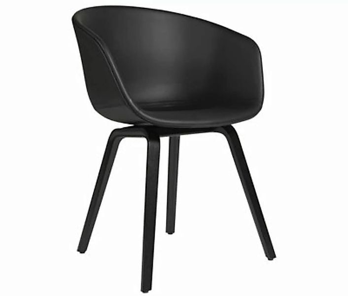 Gepolsterter Sessel About a chair AAC23 leder holz schwarz / Leder - 4-bein günstig online kaufen