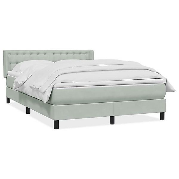 vidaXL Boxspringbett, Boxspringbett mit Matratze Hellgrau 140x210 cm Samt günstig online kaufen