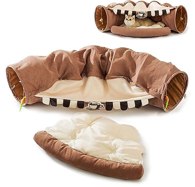 SURFOU Tierbett Katzentunnel Mit Schlafplatz, Rascheltunnel Für Katzen, kat günstig online kaufen