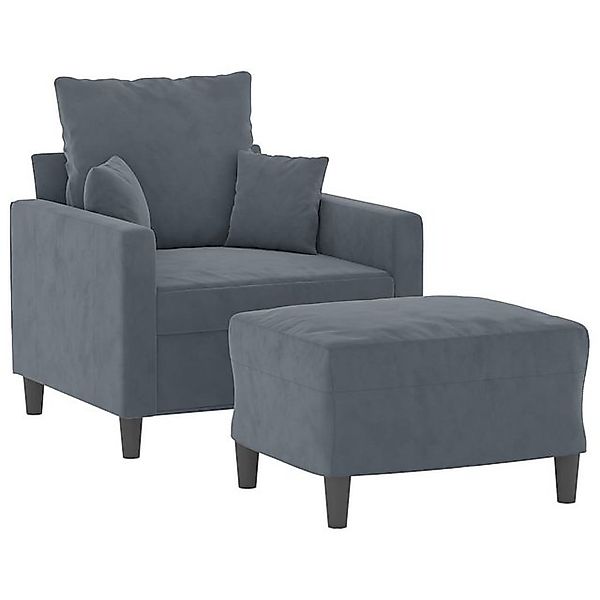 vidaXL Sofa Sessel mit Hocker Dunkelgrau günstig online kaufen