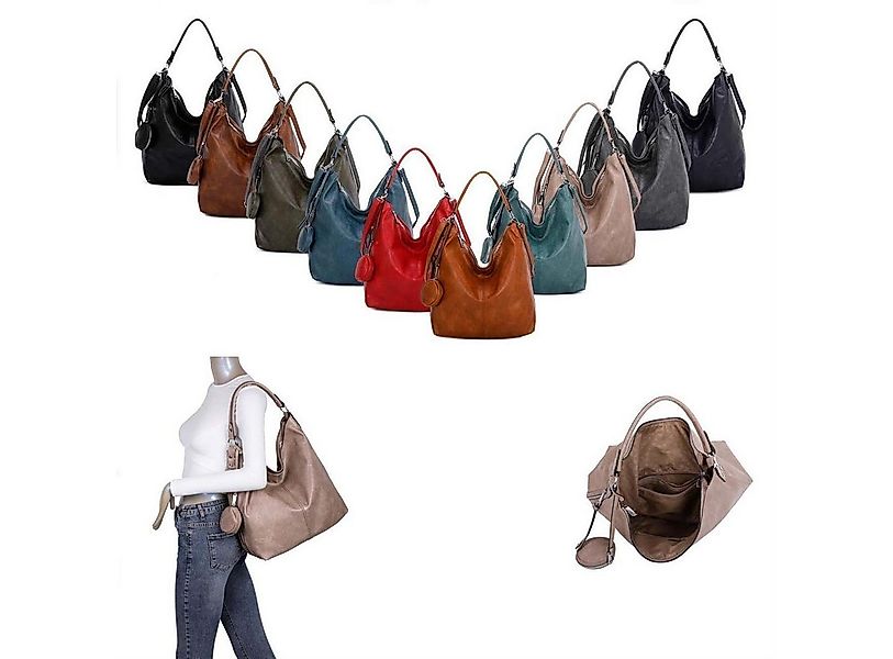 ITALYSHOP24 Schultertasche XXL DAMEN TASCHE SHOPPER Hobo Cross Bag Reisetas günstig online kaufen