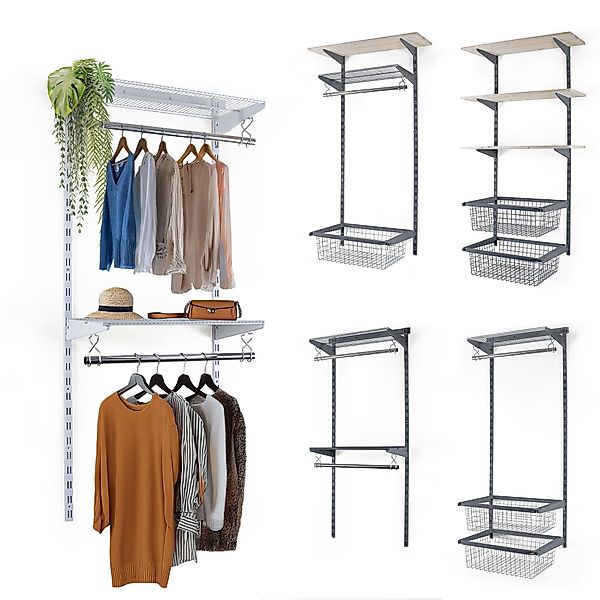 BOOMET Kleiderschrank Kleiderschranksystem Bausatz (Rail weiß) günstig online kaufen