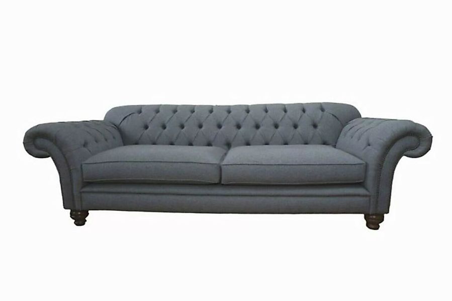 JVmoebel Sofa Graues Sofa Luxus Textil Chesterfield Couch Polster 4 Sitzer günstig online kaufen