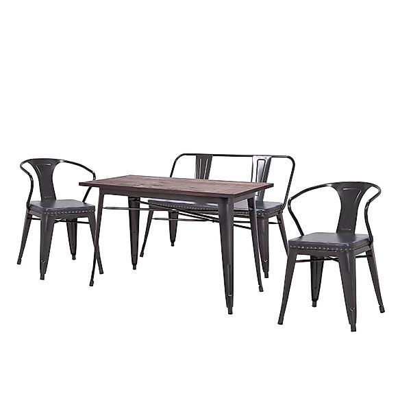 MCW Esszimmer-Set H10 4-teilig  2xEsszimmerstuhl Sitzbank Esszimmertisch Gr günstig online kaufen