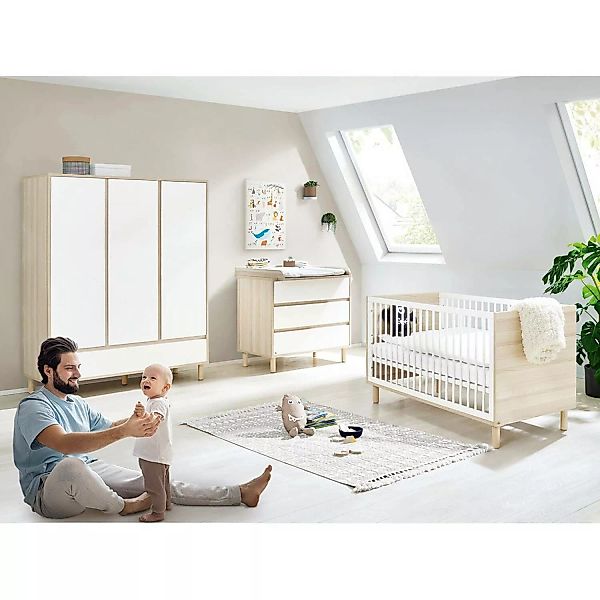 Babyzimmer Kombination inkl. Wickelaufsatz abnehmbar FERRARA-134 in weiß mi günstig online kaufen